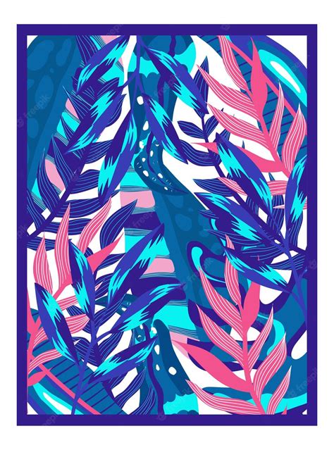 Premium Vector Canvas Tropical Neon Jungle Summer Botanical Wallpaper