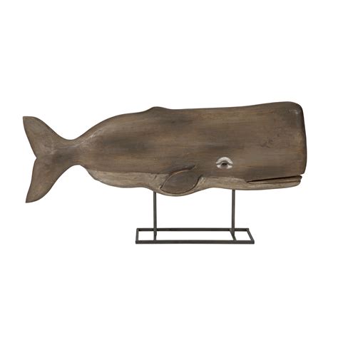 Beachcrest Home Carved Wood Whale Sculpture Wayfair