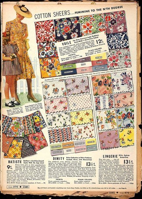 Vintage Fabric Sears Vintage Fabric Patterns 1940s Vintage