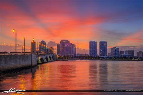 West Palm Beach Skyline Sunset Waterway Hdr Photography By Captain Kimo