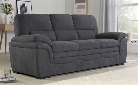 Sutton Slate Grey Plush Fabric 3 Seater Sofa Furniture Choice