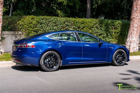 Deep Blue Metallic Tesla Model S With 19 Tss Flow Forged Wheels In Gl