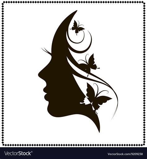 Beautiful Face Of Pretty Woman Silhouette Vector Illustration Stock