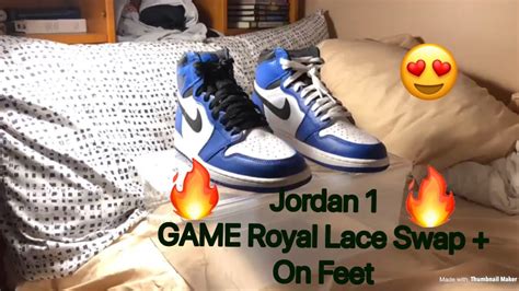 Nike Air Jordan 1 Game Royal Lace Swap On Feet Youtube