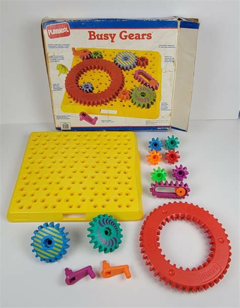 Vintage 1990 Playskool Busy Gears Super Set Kids Toy Hasbro Bradley Usa