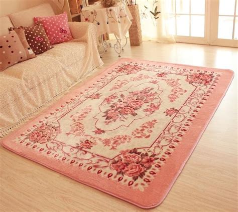 Pink European Rose Floral Floor Mat Rug Carpet Victorian Style