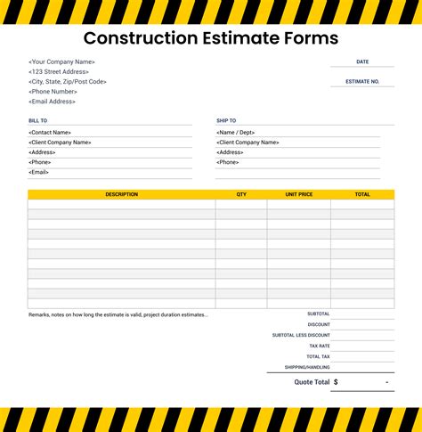 Free Printable Estimate Forms Contractors Printable Templates Hot Sex Picture