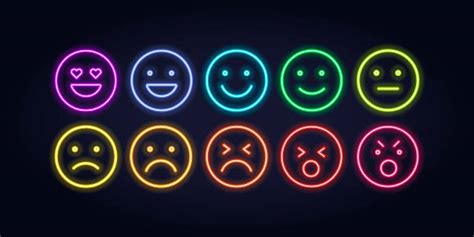 Set Of Neon Emoji Illustrations Royalty Free Vector Graphics And Clip