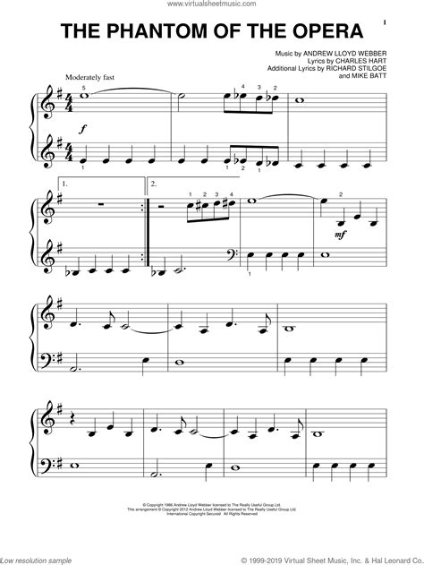 Nine songs from the andrew lloyd webber masterpiece, including all i ask of you, the music of the night, think of me and more. Webber - The Phantom Of The Opera sheet music for piano solo (big note book)