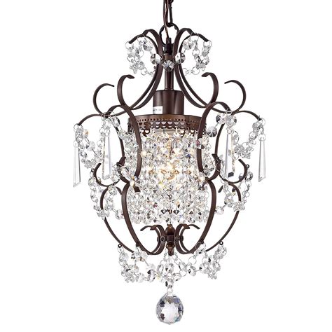 Genter 8 wide bronze and crystal mini pendant. Crystal Chandelier Lighting Bronze Chandeliers 1 Light Iron Ceiling Light Fixture 17011 - - A ...