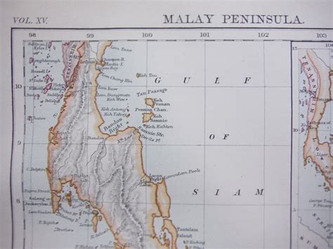 Antique Map Of Malay Peninsula From Encyclopaedia Britannica Ninth