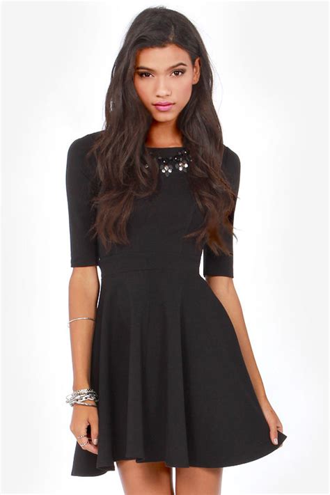 Whether you're planning your outfit for a big day at school, or are getting dressed for a fun night out with friends, our cute shoes add a fashionable flair to any outfit. Cute Black Dress - Skater Dress - Dress with Sleeves - $49.00