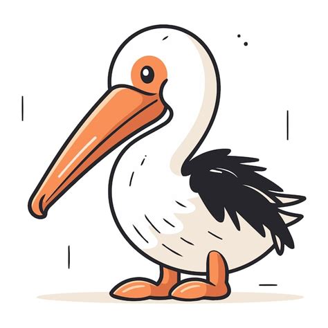 Pelicano De Desenho Animado Bonito Isolado Em Fundo Branco Ilustração