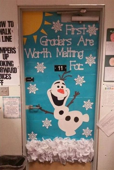 winter holiday classroom door