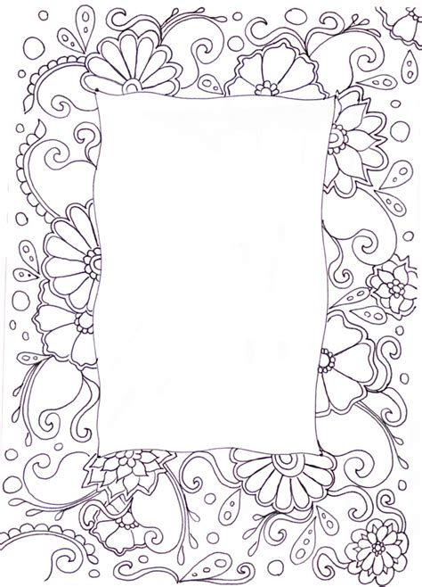 Zentangle Frame Border Adult Coloring Book Stock Vector Sketch Coloring