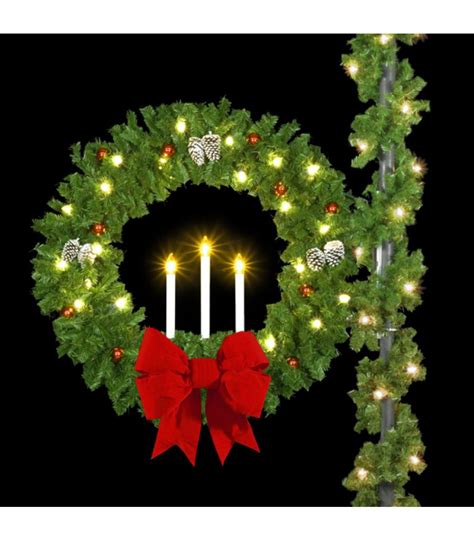 deluxe triple candle pole mount wreath all american christmas co