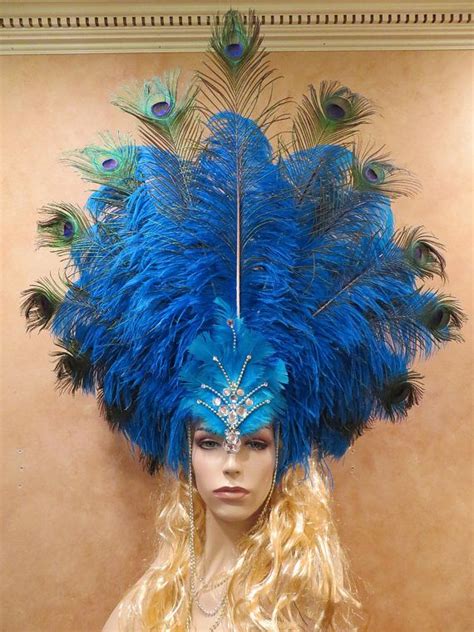 Custom Carnival Headpiece Peacock Rio Samba Showgirl Costume Headdress