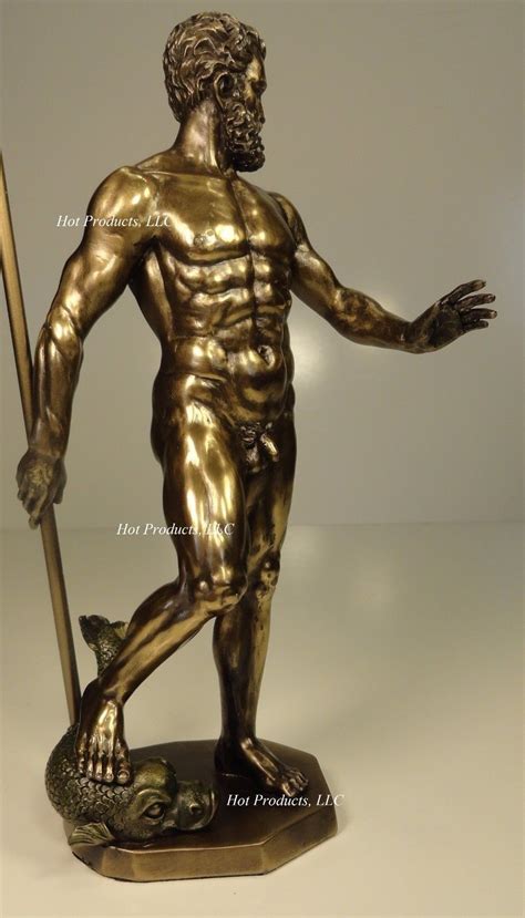 Poseidon God Of Sea W Trident Greek Mythology Nude Male Statue Bronze