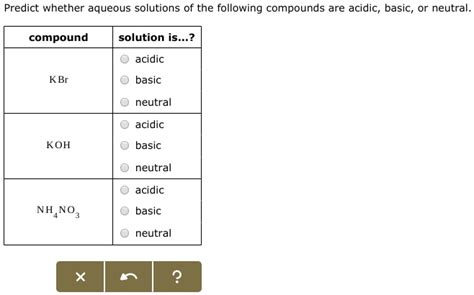 Solved Predict Whether Aqueous Solutions Of The Following Compounds