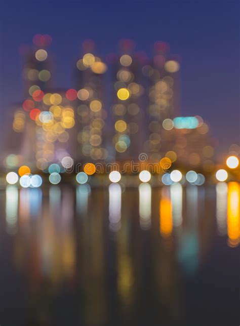 Abstract Night Cityscape Light Blur Bokeh Defocused Background Stock