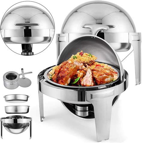 Zokop Quart Stainless Steel Chafing Dish Round Chafer Roll Top Chafer