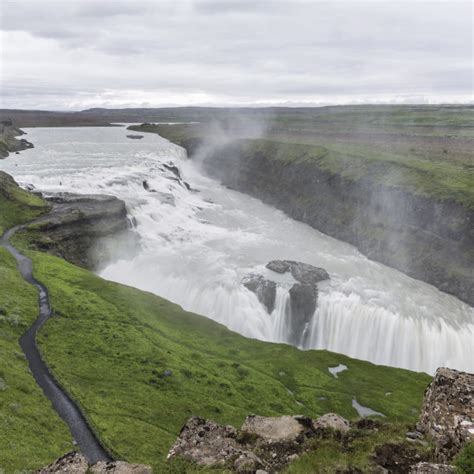 View Of Gullfoss Golden Waterfall On The Hvita River Iceland Polar