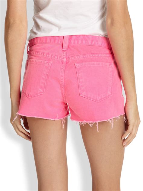 Lyst J Brand Cut Off Denim Shorts In Pink