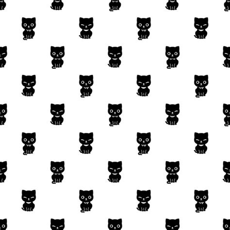 Premium Vector Cat Seamless Pattern Kitten Sitting Collar Doodle Cartoon