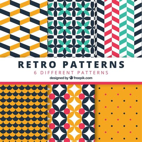 Retro Geometric Patterns Pack Vector Premium Download