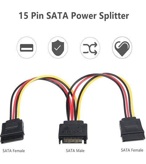 SATA Power Splitter 3 Pack 15 Pin SATA Male To Dual 15 Pin Female