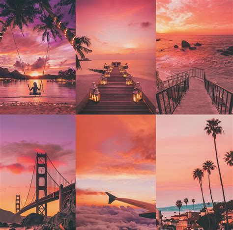 Aesthetic Digital Beach Sunset Collage Wallpaper Ipad