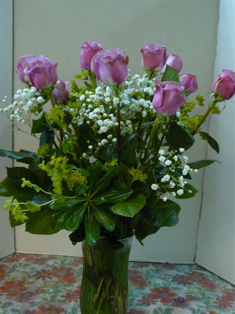 1 Dozen Long Stem Lavender Roses With Orchids Call Ahead In