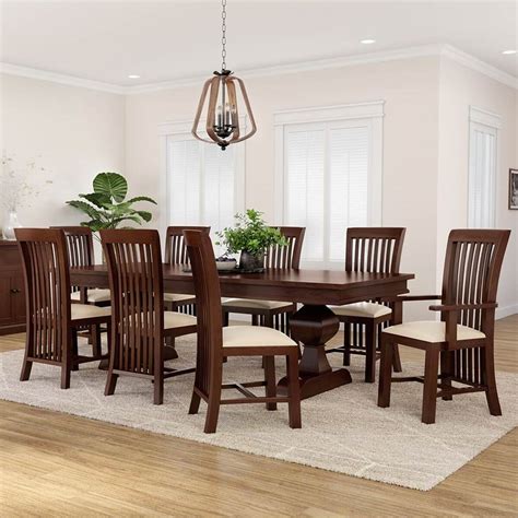 Tannersville Solid Mahogany Wood Dining Table And Chair Set For 8 People