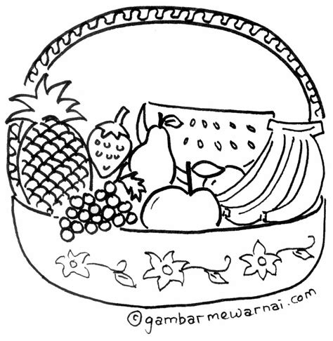 Gambar Mewarnai Buah Buahan Segar Fruit Coloring Pages Alphabet