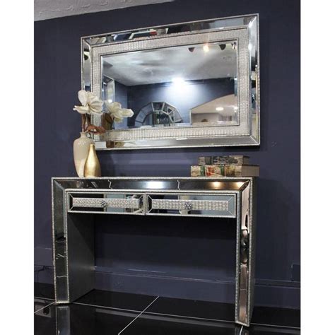 Sofia Bevelled Mirror Console Table Mirrored Furniture Mirrored
