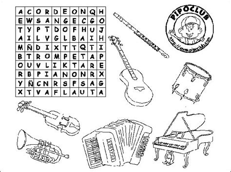 Sopa de letras instrumentos de música Sopa de letras para niños Letras para niños Sopa de