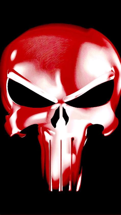 A Red And White Skull On A Black Background