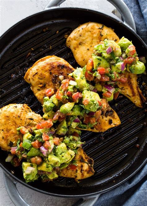 1/2 avocado, pitted, peeled and diced. Grilled Chicken with Avocado Salsa (Keto) | Gimme ...