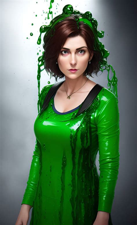 random ai brunette gets green slimed by theslimer on deviantart