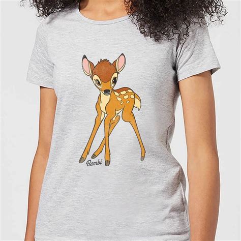 Disney Bambi Classic Womens T Shirt Grey T Shirts For Women Cute