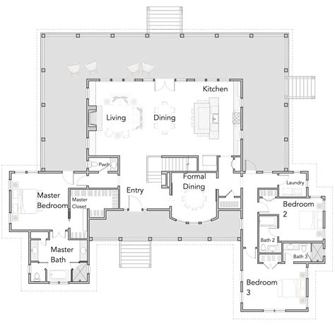 Open Floor House Plans With Porches Floorplansclick