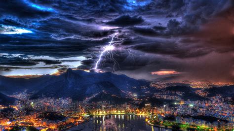 Rio De Janeiro Brazil Thunder 1920x1080 1080p Wallpaper Hd
