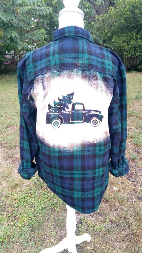 Christmas Truck Flannel Bleach Shirt Diy Flannel Upcycle Flannel