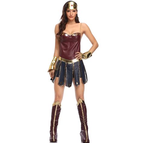 Popular Wonder Woman Costume Halloween Party Sexy Cosplay Superhero Dress Costumes For Adult
