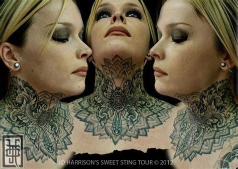 14 Gorgeous Geometric Dotwork Neck Tattoos Pattern Tattoo Throat