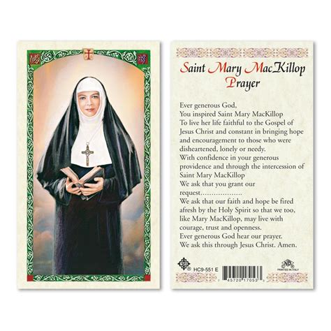 Saint Mary Mackillop Prayer Card 25pk English San Francis