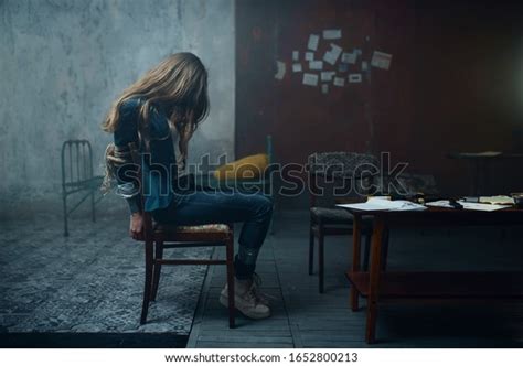 Female Victim Maniac Kidnapper Taped Hands Stock Photo 1652800213