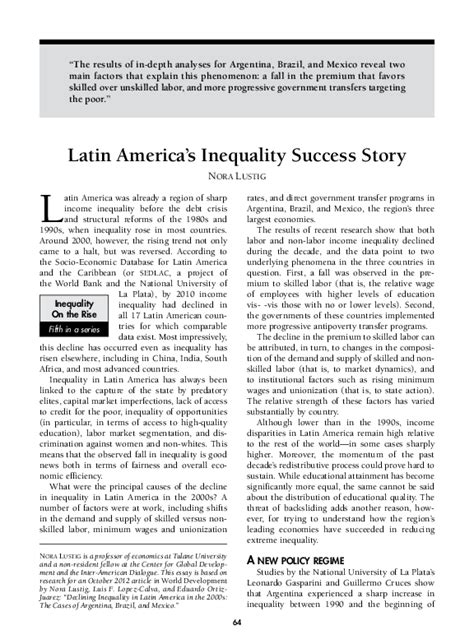 pdf latin america s inequality success story the case of argentina brazil and mexico nora