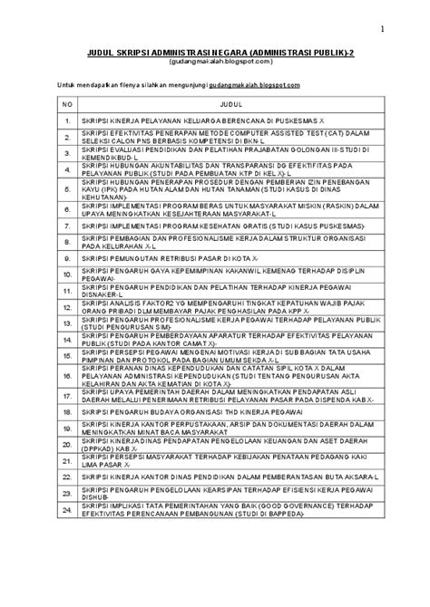 The Best Contoh Judul Skripsi Administrasi Publik References - Pendidikan