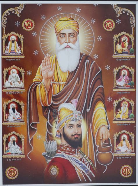 Original Sikh Print 12 X 155 Inch Of Dus Guru Saheban Of Khalsa